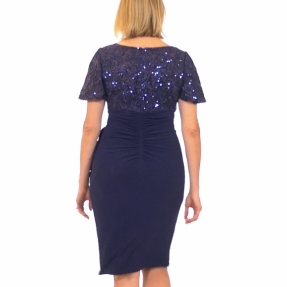 Alex Evenings Sequin V-Neck Knee-Length Dress – Size 18 - Picture 5 of 14